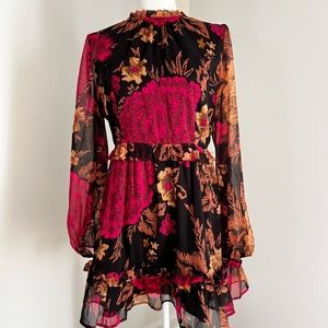 Anthropologie Puff-Sleeved Floral Mini Dress